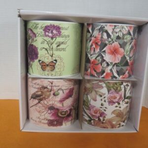 FLOWER SCENE CERAMIC FLOWER POTS CASE OF 4